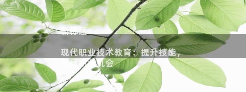 j9九游会真人游戏第一|新标题：

现代职业技术教育：提升技能，
拓展职业机会